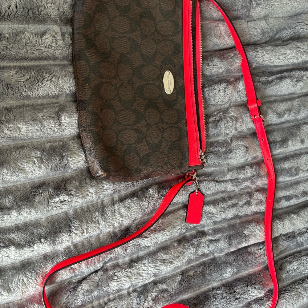 Coach Brown and Hot Pink Crossbody Bag